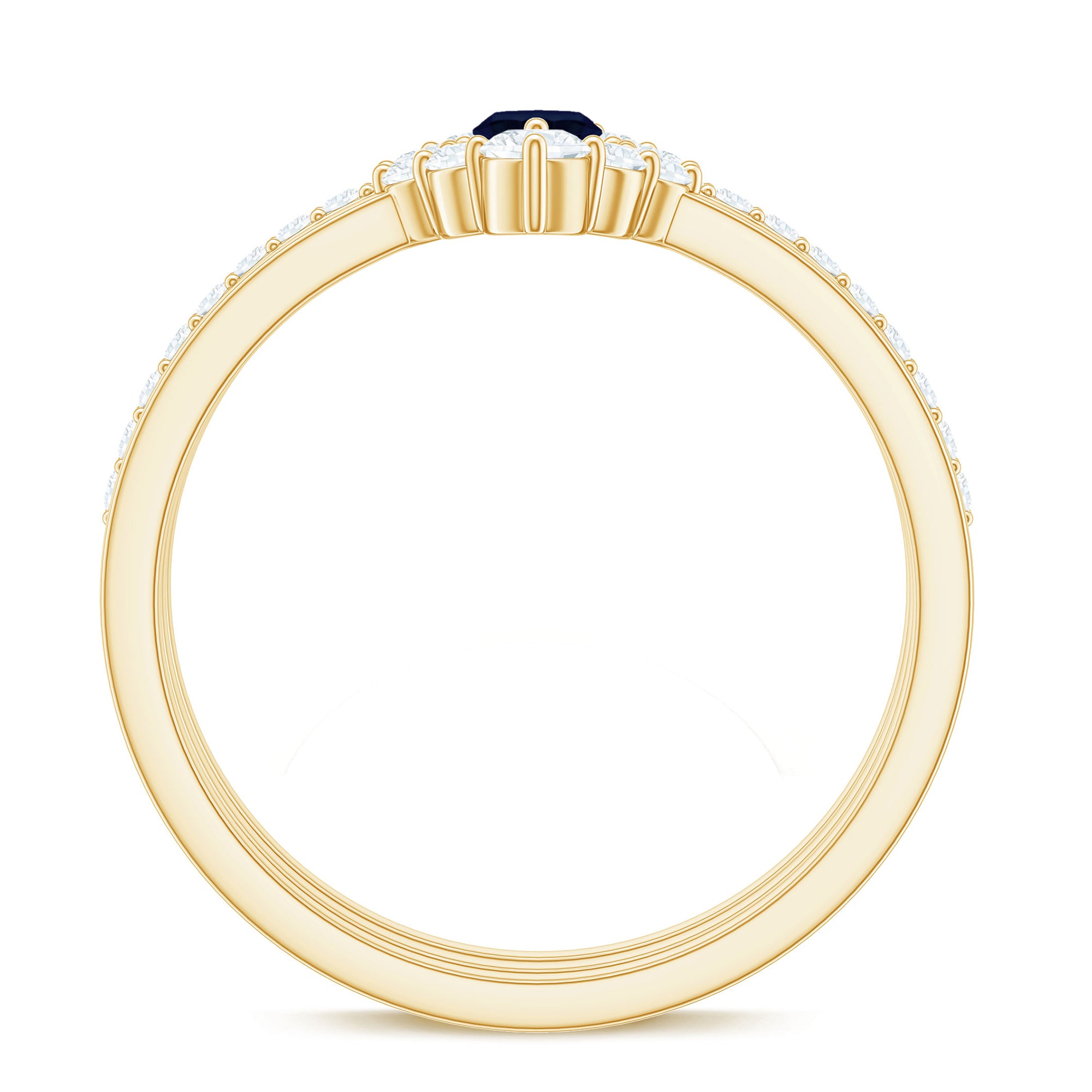 Rosec Jewels-Natural Marquise Cut Blue Sapphire and Diamond Three Piece Stackable Ring Set