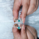 Rosec Jewels-Emerald Cut Emerald Engagement Ring with Diamond Trio