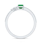 Rosec Jewels-Natural Emerald Cut Emerald Engagement Ring with Diamond Side Stones