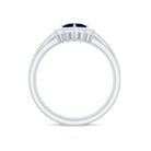 Rosec Jewels-1.5 CT Princess Cut Blue Sapphire Bridal Ring Set with Moissanite Halo