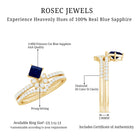 Rosec Jewels-Designer Princess Cut Blue Sapphire and Diamond Flower Wedding Ring Set
