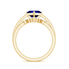 Certified Lab Grown Blue Sapphire Princess Cut Engagement Ring Set with Diamond AAAA - Rosec Jewels