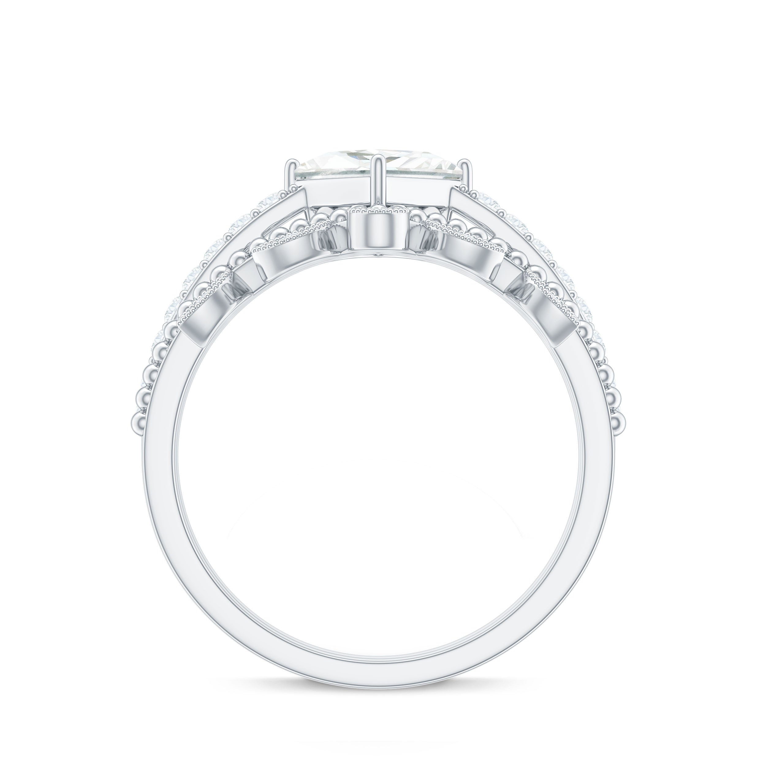 Brilliant Cut Moissanite Vintage Bridal Ring Set D-VS1 - Rosec Jewels