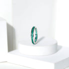 Rosec Jewels-Channel Set Princess Cut Emerald Eternity Band Ring