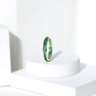 Rosec Jewels-Channel Set Princess Cut Emerald Eternity Band Ring