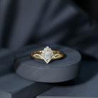 Women's Pear Shaped Moissanite Designer Engagement Ring in Silver D-VS1 14K Yellow Gold Plated Silver - Rosec Jewels