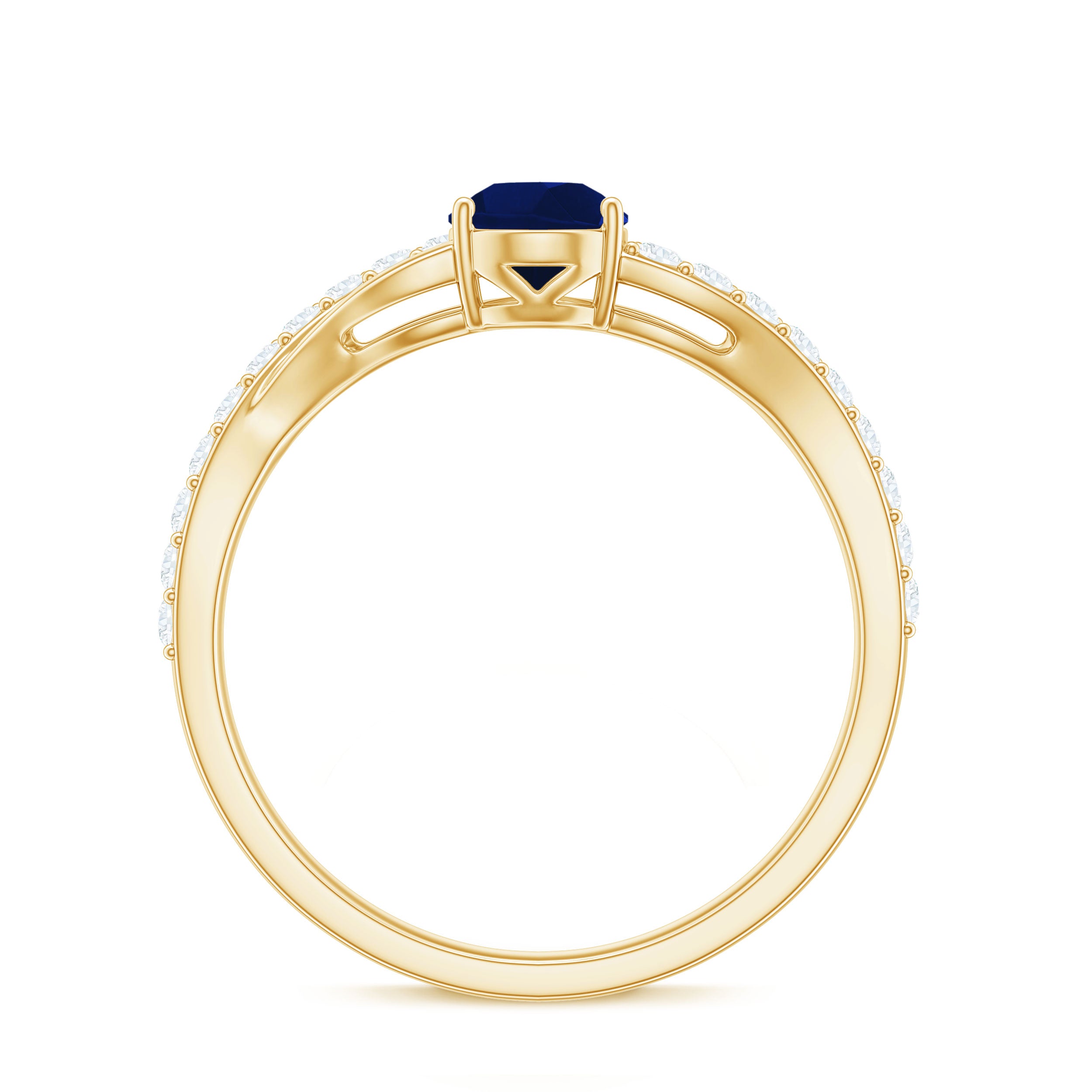 Rosec Jewels-Genuine 0.5 Carat Pear Shaped Blue Sapphire Split Shank Engagement Ring with Certificate