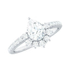 Rosec Jewels-Moissanite Teardrop Engagement Ring with Half Halo