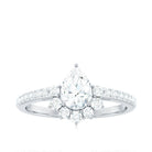 Rosec Jewels-Moissanite Teardrop Engagement Ring with Half Halo