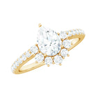 Rosec Jewels-Moissanite Teardrop Engagement Ring with Half Halo