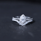 Sterling Silver Moissanite Teardrop Engagement Ring with Wedding Band D-VS1 14K Yellow Gold Plated Silver 6.5 - Rosec Jewels