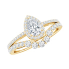 Sterling Silver Moissanite Teardrop Engagement Ring with Wedding Band D-VS1 14K Yellow Gold Plated Silver 6.5 - Rosec Jewels