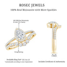 Sterling Silver Moissanite Teardrop Engagement Ring with Wedding Band D-VS1 14K Yellow Gold Plated Silver 6.5 - Rosec Jewels