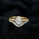 Sterling Silver Moissanite Teardrop Engagement Ring with Wedding Band D-VS1 14K Yellow Gold Plated Silver 6.5 - Rosec Jewels
