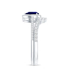 Certified Lab Grown Blue Sapphire Diamond Pear Shaped Engagement Ring Set AAAA - Rosec Jewels