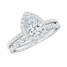 Rosec Jewels-1.75 CT Moissanite Teardrop Wedding Ring Set with Halo