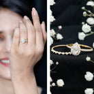 Rosec Jewels-1.75 CT Moissanite Teardrop Wedding Ring Set with Halo
