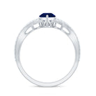 Real 0.5 Blue Sapphire Pear Shape Engagement Ring with Diamond Crossover AAA - Rosec Jewels