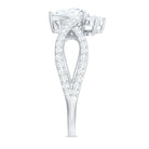Designer Pear Shaped Moissanite Crossover Engagement Ring D-VS1 - Rosec Jewels