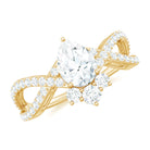 Rosec Jewels-Designer Pear Shaped Moissanite Crossover Engagement Ring