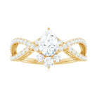 Rosec Jewels-Designer Pear Shaped Moissanite Crossover Engagement Ring