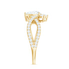 2 CT Pear Cut Cubic Zirconia Crossover Engagement Ring AAAA - Rosec Jewels