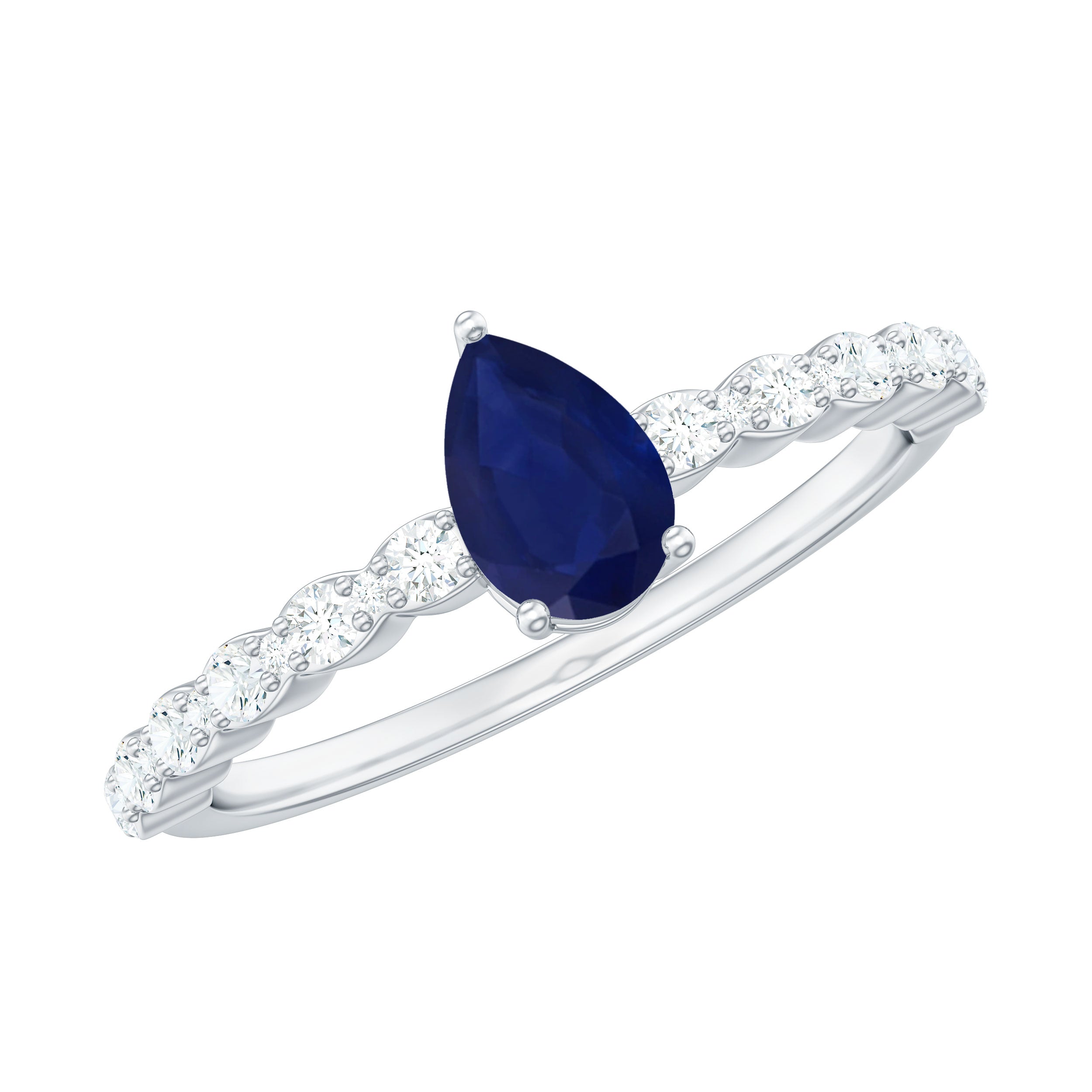 Rosec Jewels-1 CT Minimal Blue Sapphire Solitaire Promise Ring with Diamond