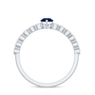 Rosec Jewels-1 CT Minimal Blue Sapphire Solitaire Promise Ring with Diamond