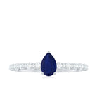 Rosec Jewels-1 CT Minimal Blue Sapphire Solitaire Promise Ring with Diamond