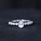 Beaded Bezel Set Moissanite Pear Engagement Ring D-VS1 - Rosec Jewels