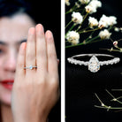 Beaded Bezel Set Moissanite Pear Engagement Ring D-VS1 - Rosec Jewels