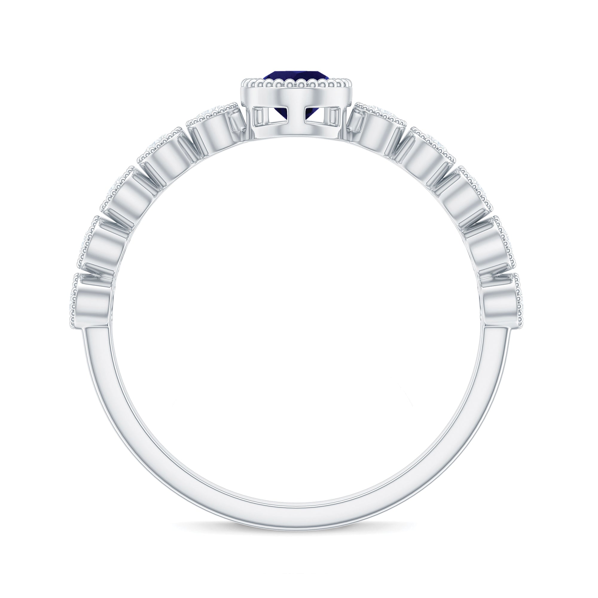 Rosec Jewels-Pear Cut 0.5 Carat Blue Sapphire Engagement Ring with Diamonds