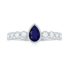 Rosec Jewels-Pear Cut 0.5 Carat Blue Sapphire Engagement Ring with Diamonds