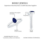 1 CT Pear Cut Blue Sapphire Solitaire Ring Set with Diamond Enhancer Band AAA - Rosec Jewels