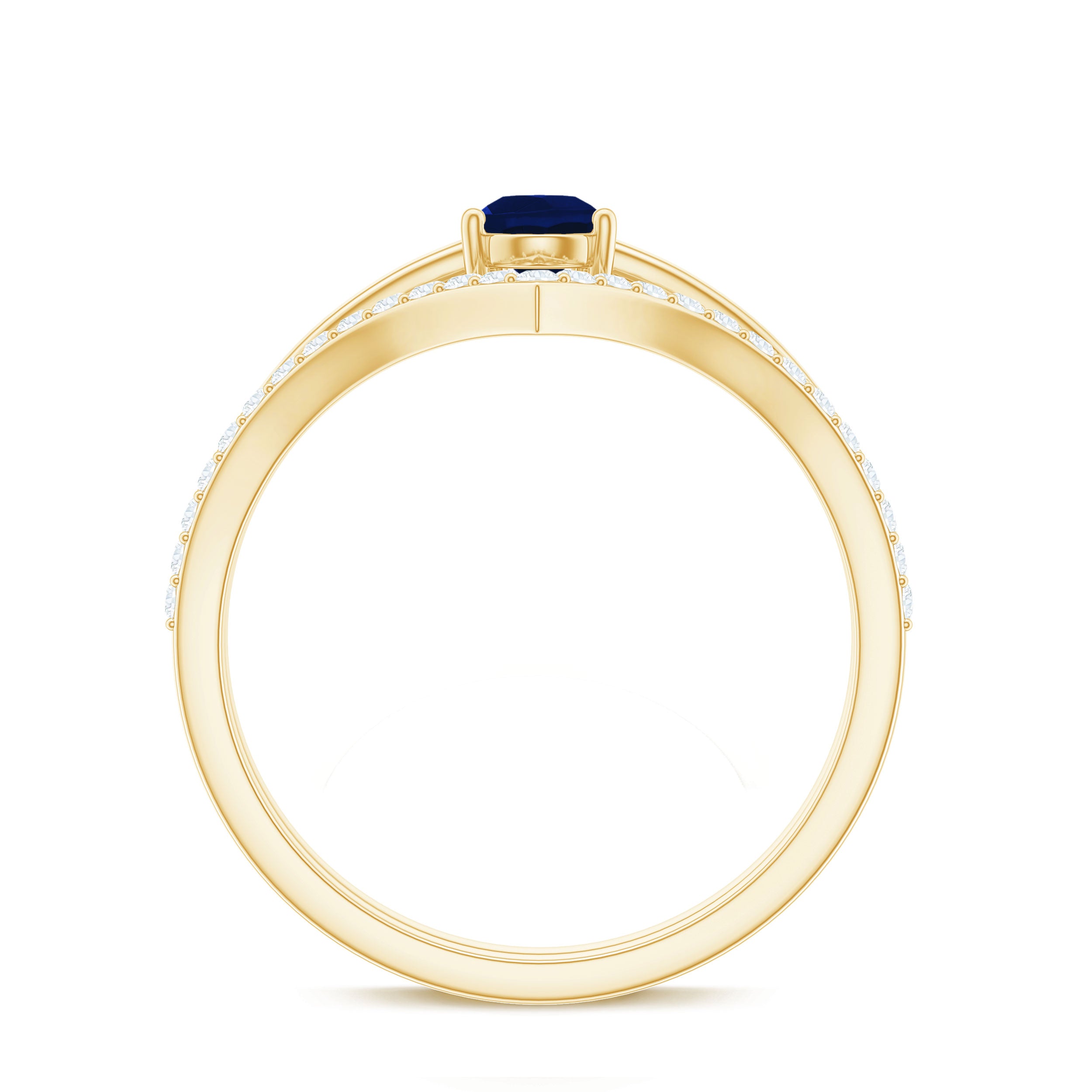 Rosec Jewels-1 CT Pear Cut Blue Sapphire Solitaire Ring Set with Diamond Enhancer Band