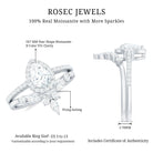 Rosec Jewels-Pear Cut Moissanite Halo Bridal Ring Set with Certificate