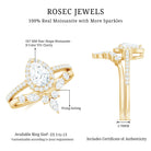 Rosec Jewels-Pear Cut Moissanite Halo Bridal Ring Set with Certificate