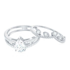 Rosec Jewels-Pear Moissanite Double Band Engagement Ring with Enhancer
