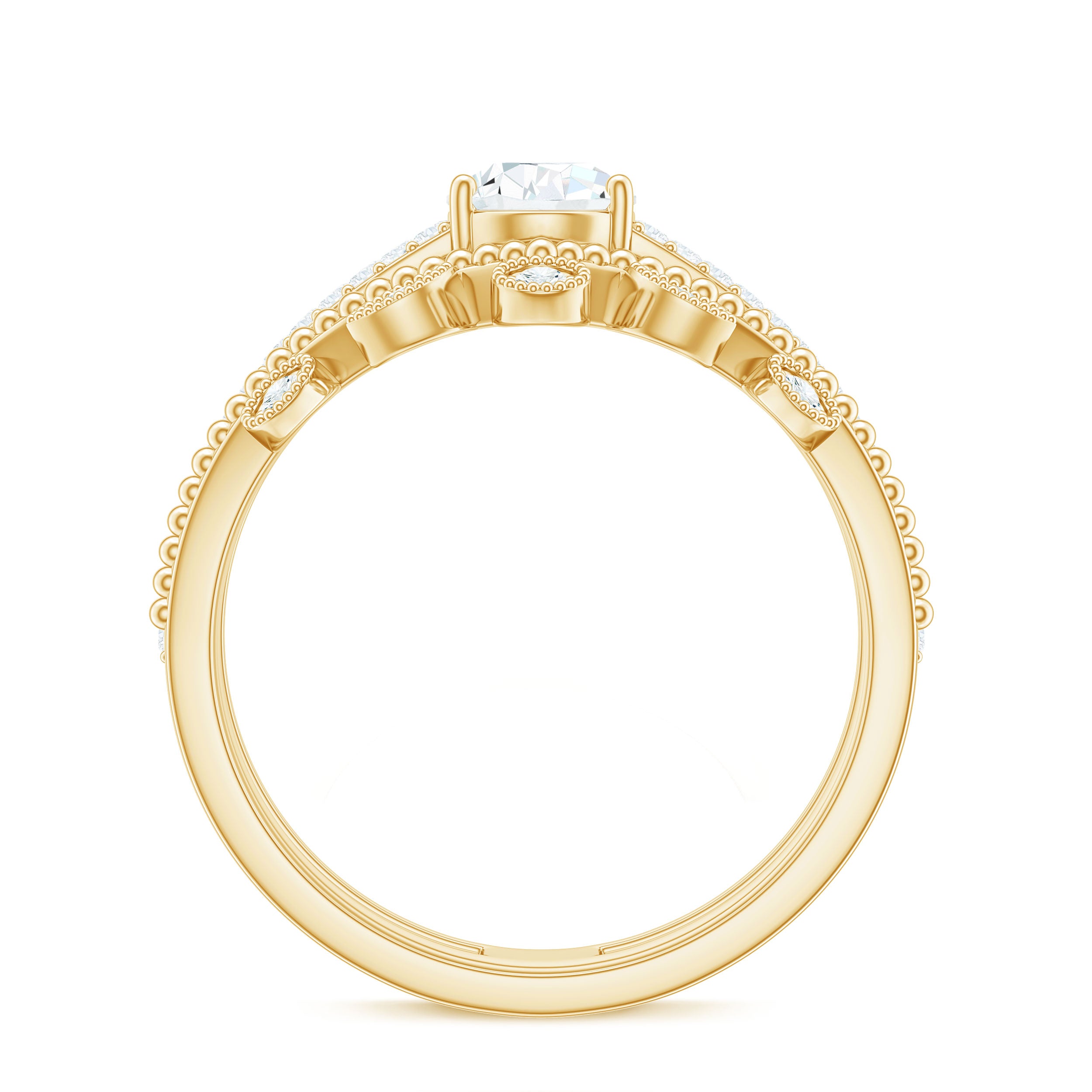 Rosec Jewels-Pear Moissanite Double Band Engagement Ring with Enhancer