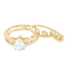 Rosec Jewels-Pear Moissanite Double Band Engagement Ring with Enhancer