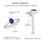 Rosec Jewels-Lab Grown Blue Sapphire Pear Shaped Engagement Ring Set with Diamond