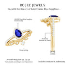 Rosec Jewels-Lab Grown Blue Sapphire Pear Shaped Engagement Ring Set with Diamond