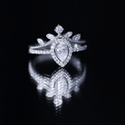 Rosec Jewels-Vintage Style Moissanite Teardrop Wedding Ring Set