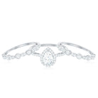 Rosec Jewels-Pear Shaped Moissanite Engagement Ring with 2 Enhancers
