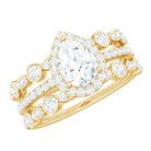 Rosec Jewels-Pear Shaped Moissanite Engagement Ring with 2 Enhancers