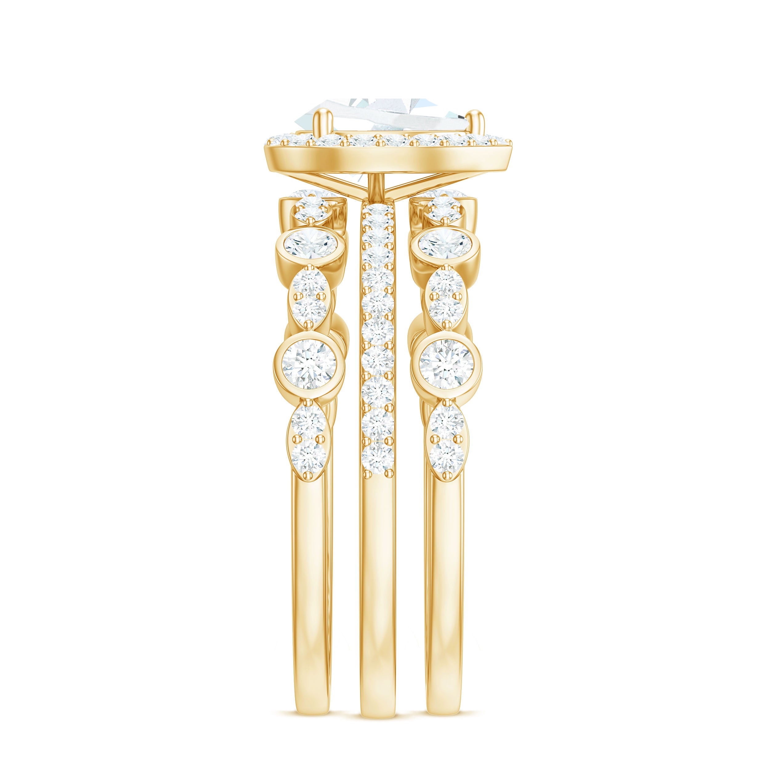 Rosec Jewels-Pear Shaped Cubic Zirconia Trio Wedding Ring Set for Women