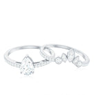 Rosec Jewels-Pear Cut Moissanite Solitaire Bridal Ring Set with Certificate