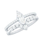 Rosec Jewels-Marquise Cut Moissanite Engagement Ring with V-Shaped Wedding Band