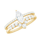 Rosec Jewels-Marquise Cut Moissanite Engagement Ring with V-Shaped Wedding Band