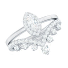 Rosec Jewels-Marquise Cut Moissanite Halo Wedding Ring Set For Women